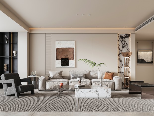 洛陽(yáng)意式極簡(jiǎn)風(fēng)客廳裝修案例