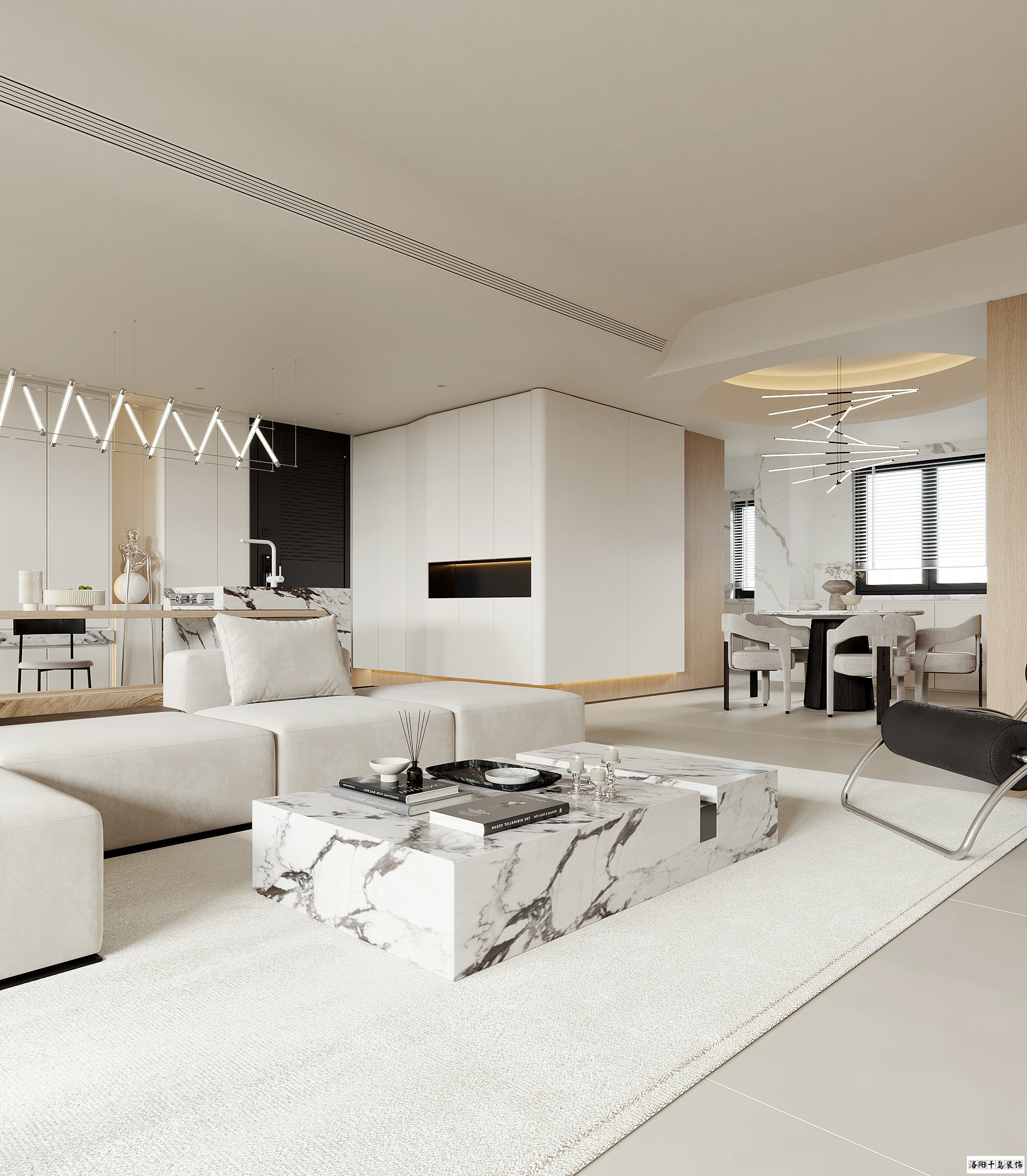 洛陽極簡風(fēng)客餐廳裝修案例